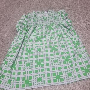 Michelle McDowell Green Geometric Smocked Shirt L 💚